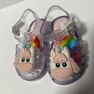 Mini Melissa Unicorn Purple Jelly Shoes Sandals Size 6
